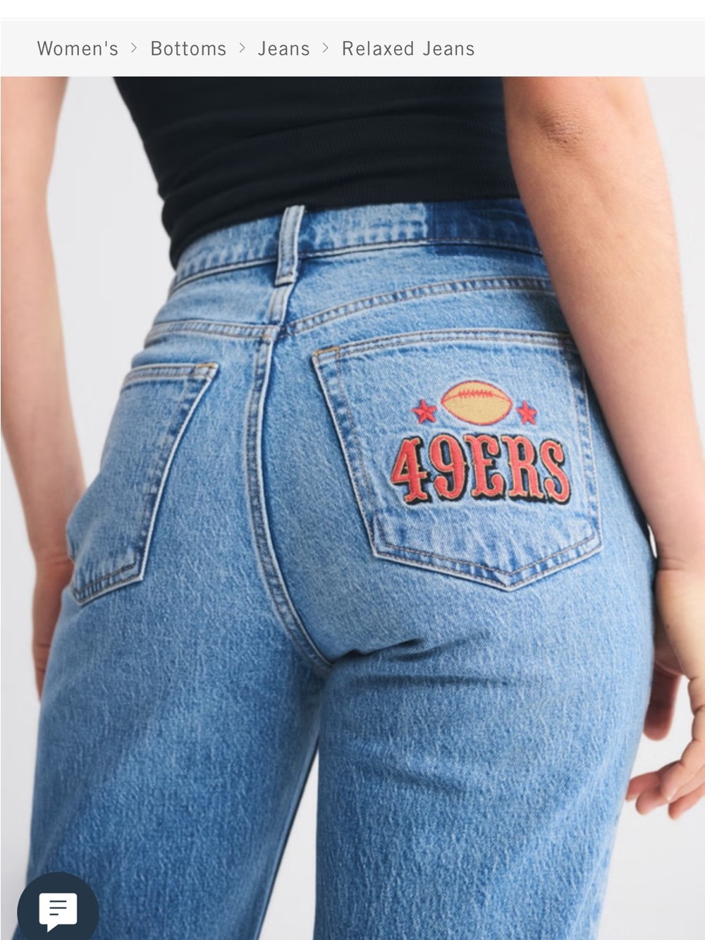 Abercrombie & Fitch Light Blue High-Rise Jeans with 49ERS Patch